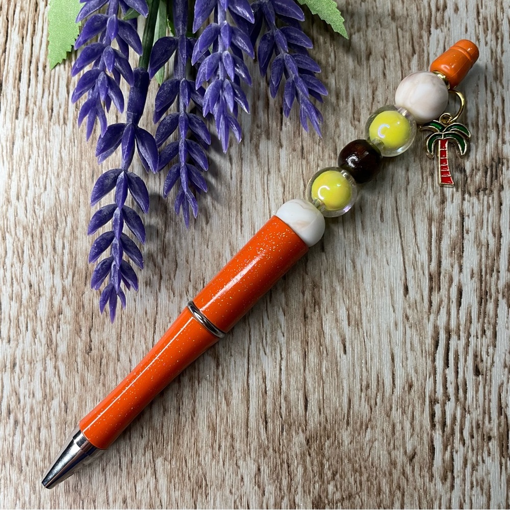 Writing Palm Tree Pen Beaded Silicone Gift Custom Handmade Office Supplies